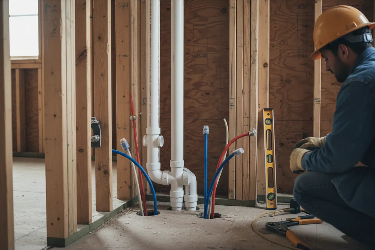 Drain and supply rough-in during Garbage Disposal Repair in Crows Landing