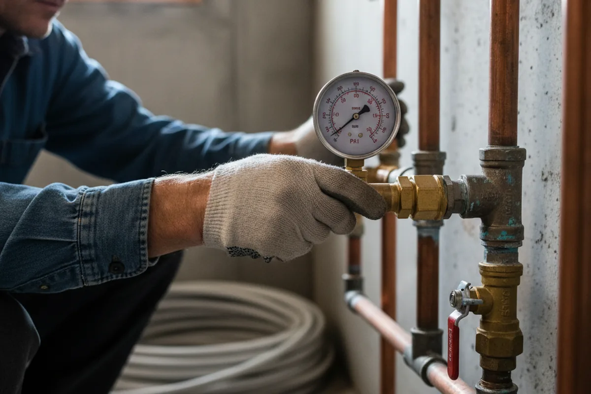 Pressure testing a repaired line during Water Line Repair in Crows Landing